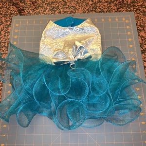 DESIGNER DOGGIE DUDS (SILVER & TURQUOISE DRESS)